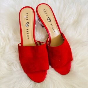 Katy Perry Shoes The Kaitlynn Red Sandal Slip On Clear Heels